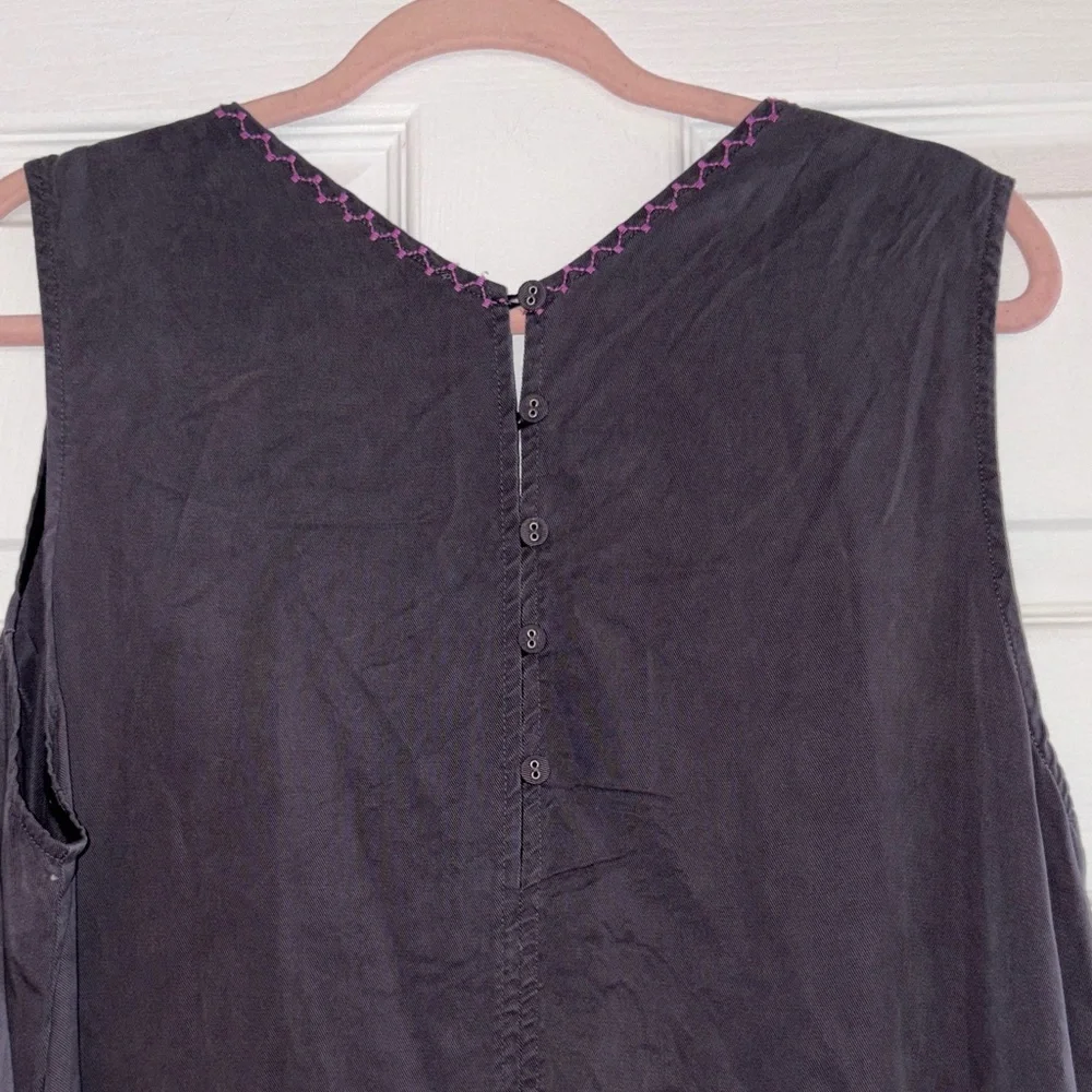 Johnny Was Charcoal Floral Embroidered Midi Dress - Picture 6 of 7